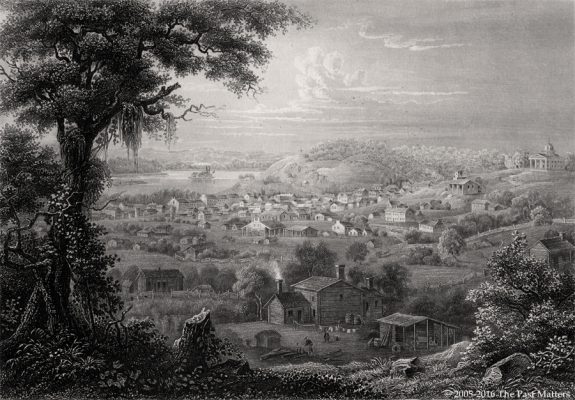 Saint Joseph, Missouri, depicted about 1853 in a steel engraving from "Meyer's Universum"