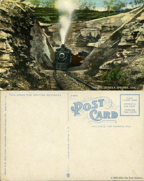 Railroad tunnel in Eureka Springs, Arkansas about 1908